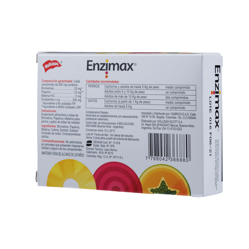 Biomodulador Enzimax para Perros y Gatos 20 Tabletas