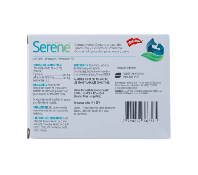 Biomodulador Serene para Perros y Gatos  21 comprimidos