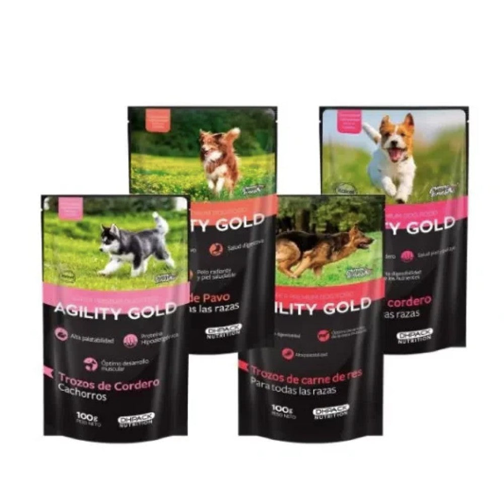 Agility Gold Trozos De Cordero / Pavo / Carne - Pouch - 100 Gr