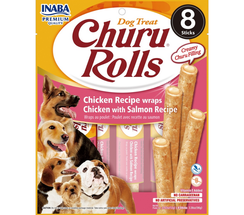 Churu Rolls Dog Chicken With Salmon  96 Gr x 8 Und