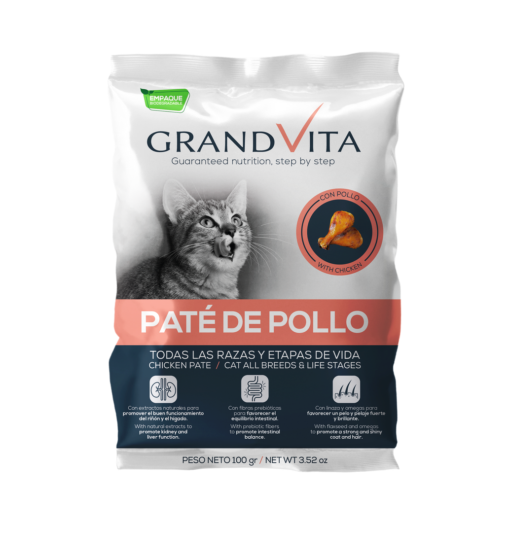 Comida Húmeda para gato Grand Vita paté Pollo 100 Gr