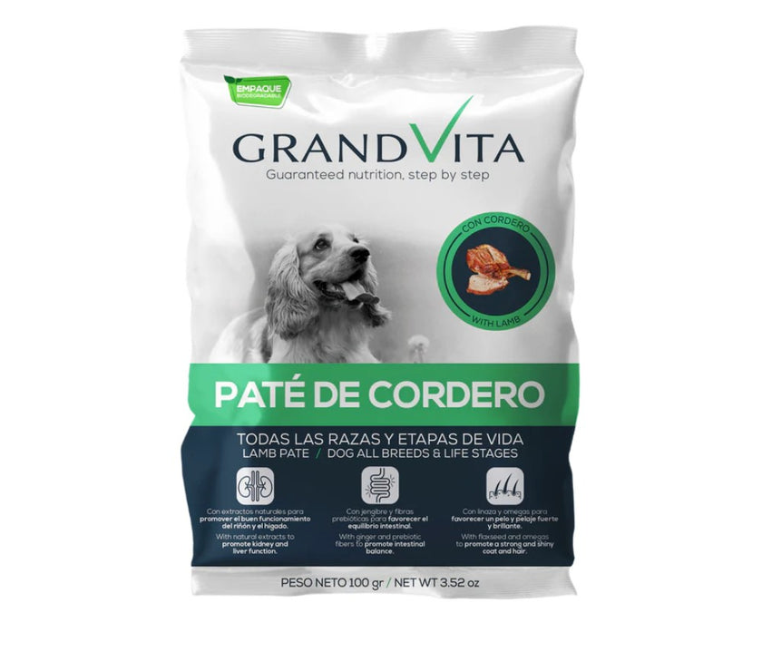 Comida Húmeda para perro Grand Vita paté Cordero 100 Gr