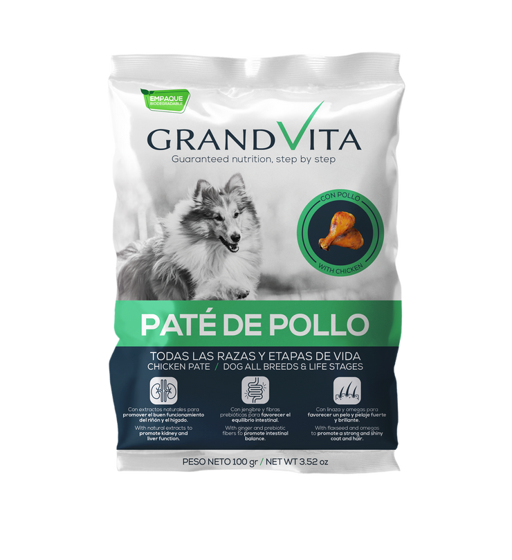 Comida Húmeda para perro Grand Vita paté pollo 100 Gr