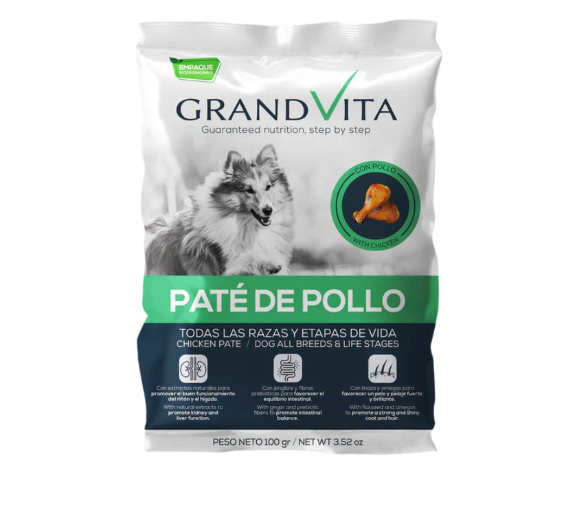 Comida Húmeda para perro Grand Vita paté pollo 100 Gr