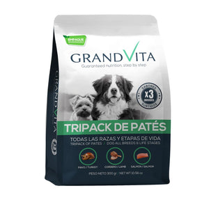 Comida Húmeda para perro Grand Vita paté sabor tripack surtido 300 Gr