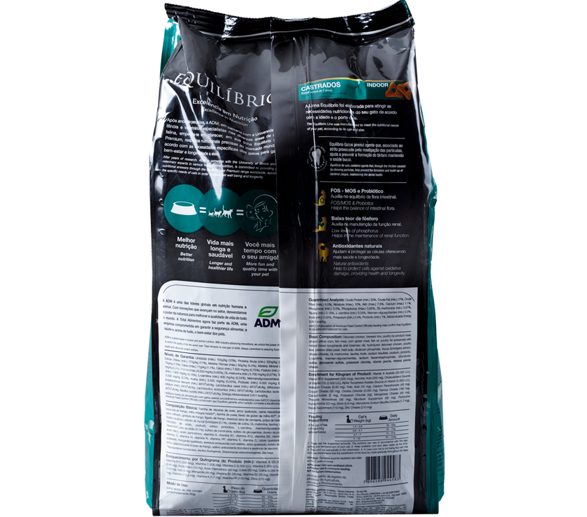 Comida para gato Equilibrio Adulto Castrad +7 1,5Kg
