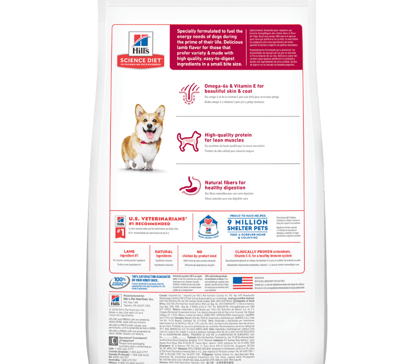 Hill's Science Diet Adult comida para perro adulto raza pequeña sabor cordero 15.5 Lb