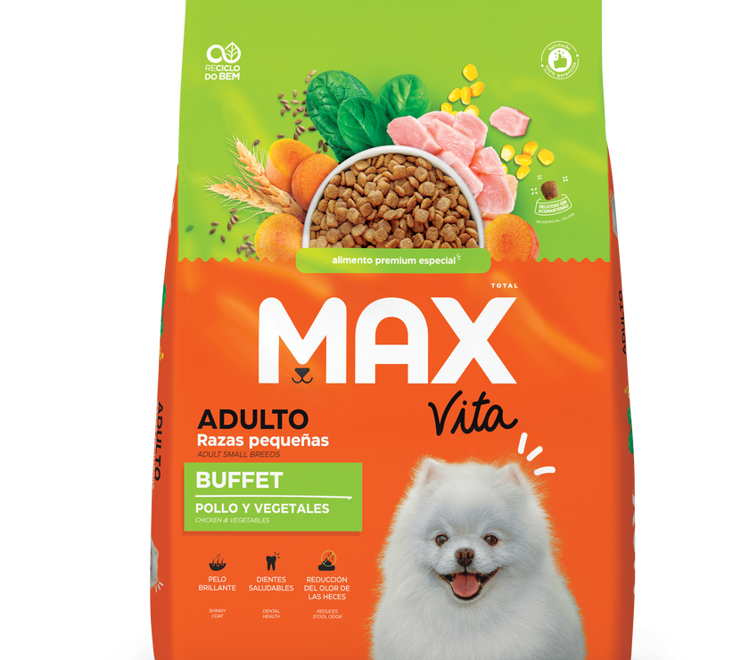 Comida Para Perro Max Vita Adulto Buffet Razas Pequeñas Pollo y Vegetales 10kg