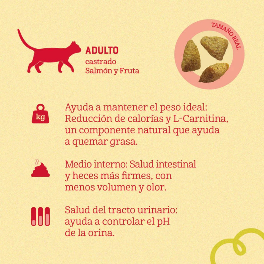 Comida para Gato Naturalis Adulto Castrado Salmon y Frutas 1,5 Kg