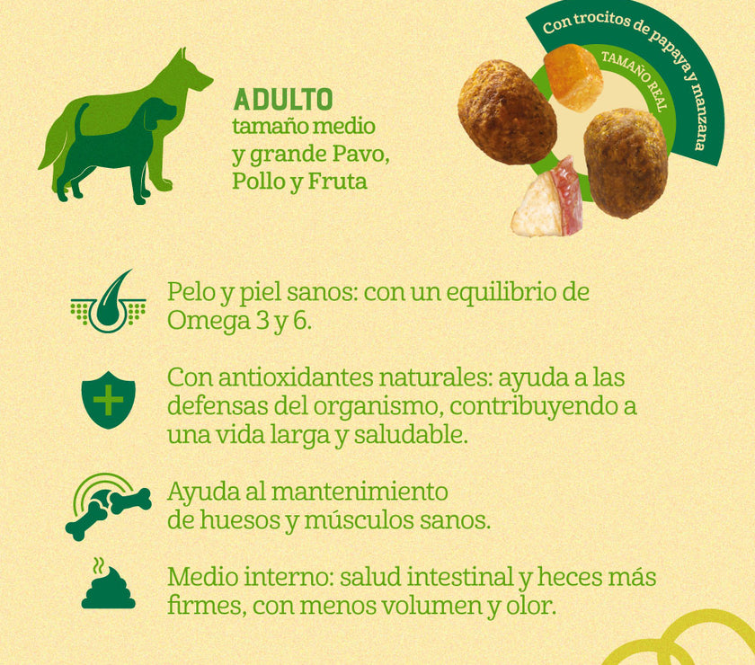 Comida para Perro Naturalis Adulto Raza Mediana Grande Pollo, Pavo y Frutas 2,5 Kg