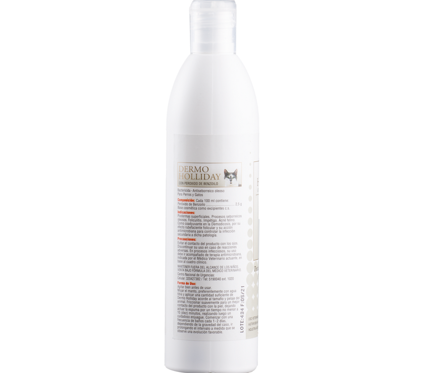 Shampoo Antiséptico Dermoholliday Perros y Gatos 250 Ml
