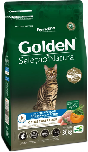 GOLDEN CAT ADULTO CASTRADO CALABAZA Y ROMERO SELCCIÓN  NATURAL x 3KG