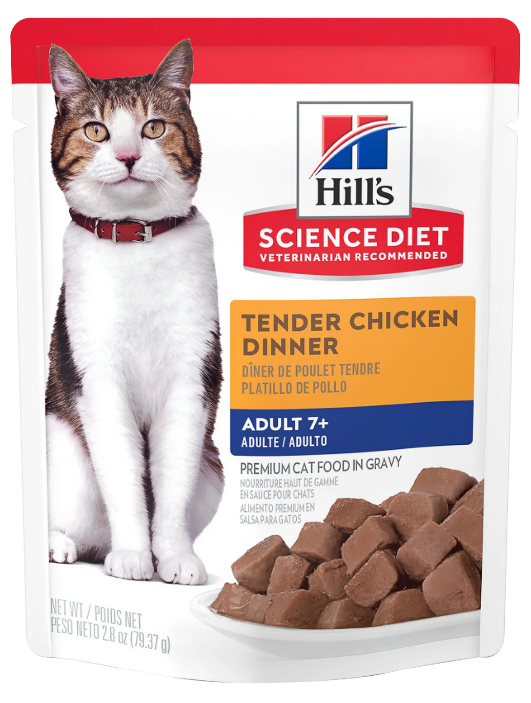 Hill's Adult 7+ pouch alimento húmedo gato senior sabor pollo 79g