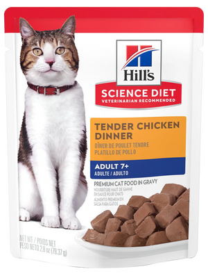 Hill's Adult 7+ pouch alimento húmedo gato senior sabor pollo 79g