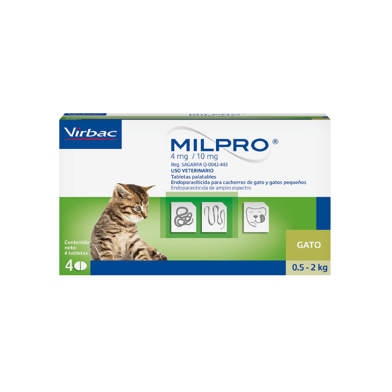 Milpro 4Mg/10Mg Gato 0,5-2 Kg x Unidad