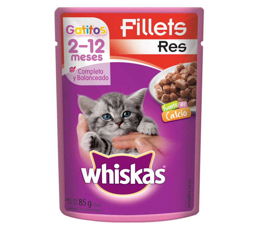 Whiskas Pouch Carne - pollo - atún gatitos - salmon x 85 gr