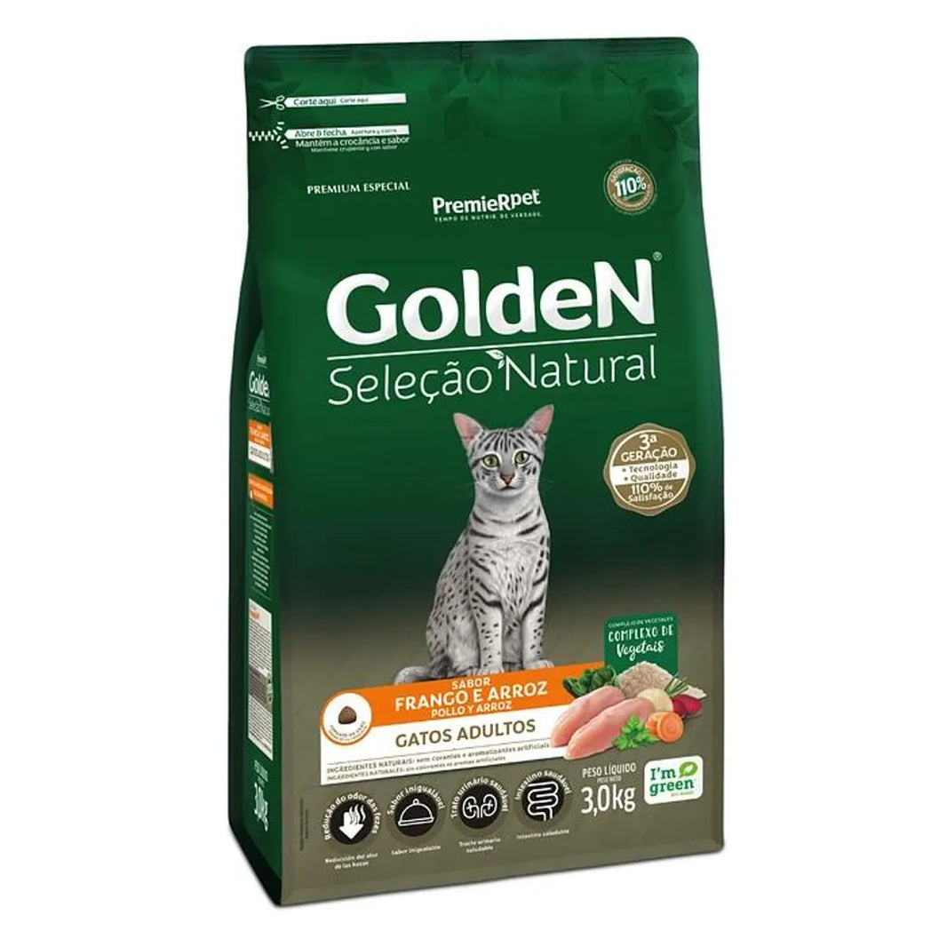 GoldeN® Selección Natural Gatos Adultos Sabor Pollo y Arroz 3 Kg
