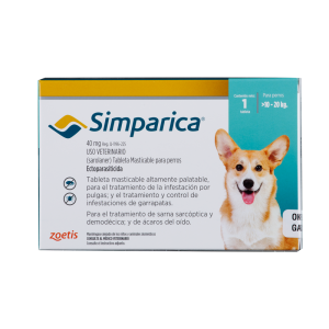 Antiparásitario Externo para perro  Simparica 40 Mg  Caja 1 Tableta