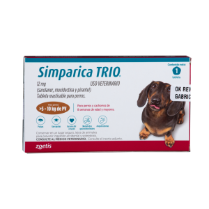 Antiparásitario Interno y Externo para perro  Simparica Trio 5 Kg – 10 Kg 1 Tableta
